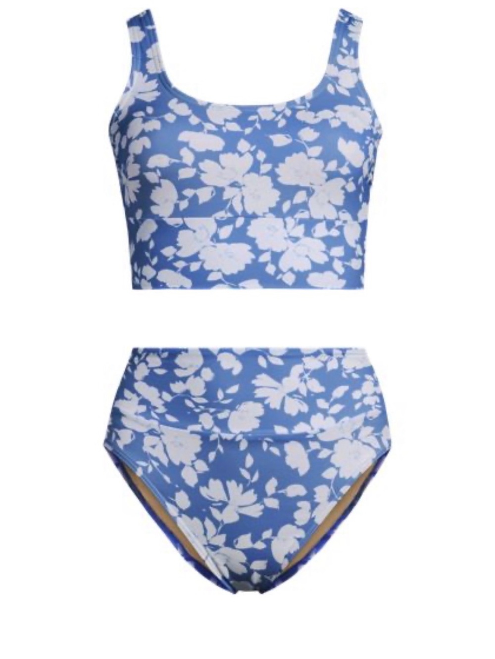 Lands End Blue and White Floral Two-Piece midkini Set